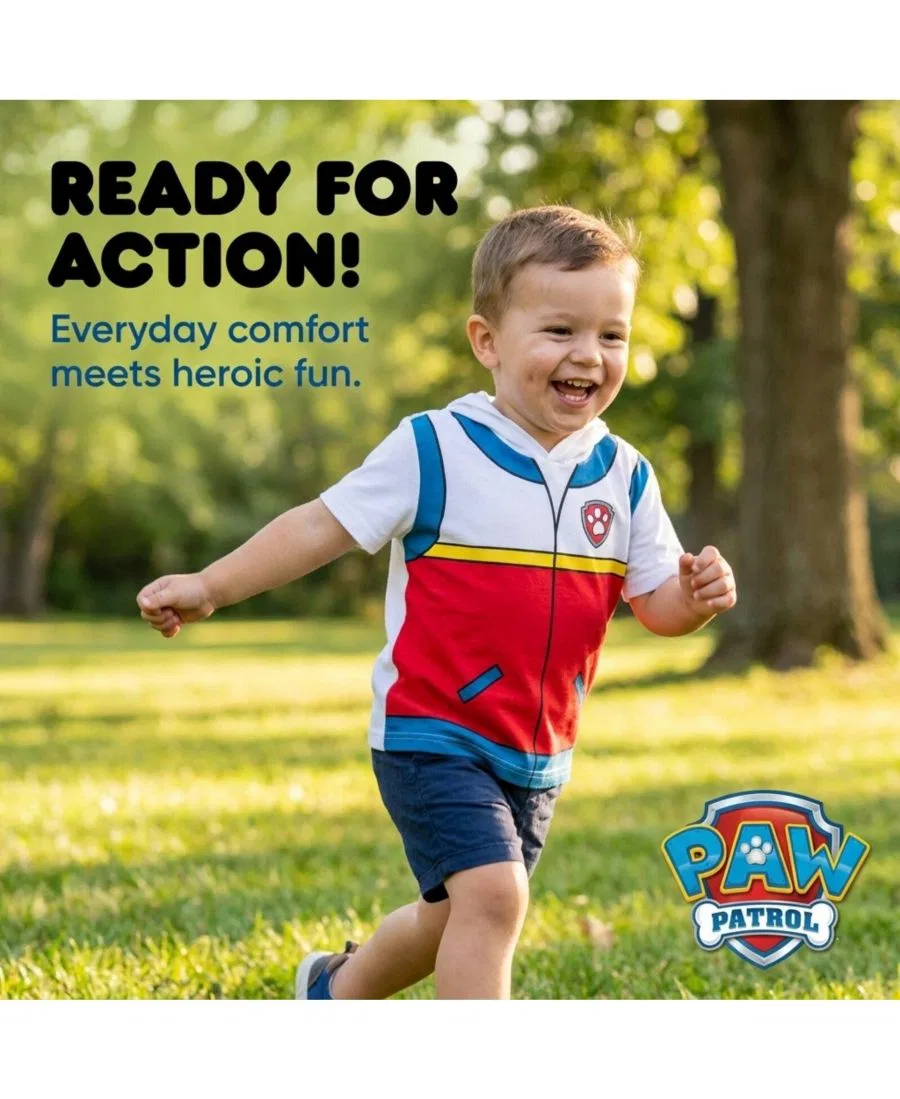 Детская худи-футболка с капюшоном и принтом PAW Patrol, модель Family Cosplay Paw Patrol, Ryder Red White — фото 2