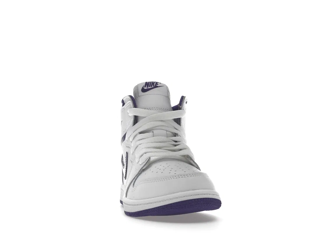 Детские кроссовки с высоким верхом Jordan 1 Retro High, White/Court Purple — фото 2