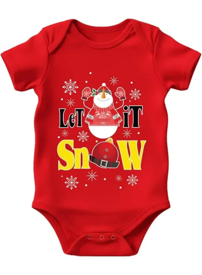Боди-комбинезон с принтом Let It Snow Santa Sitara Fashions, красный — фото 3