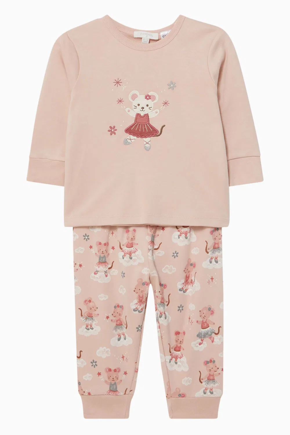 Комплект пижам с длинным рукавом Ballet Dreams Purebaby, розовый