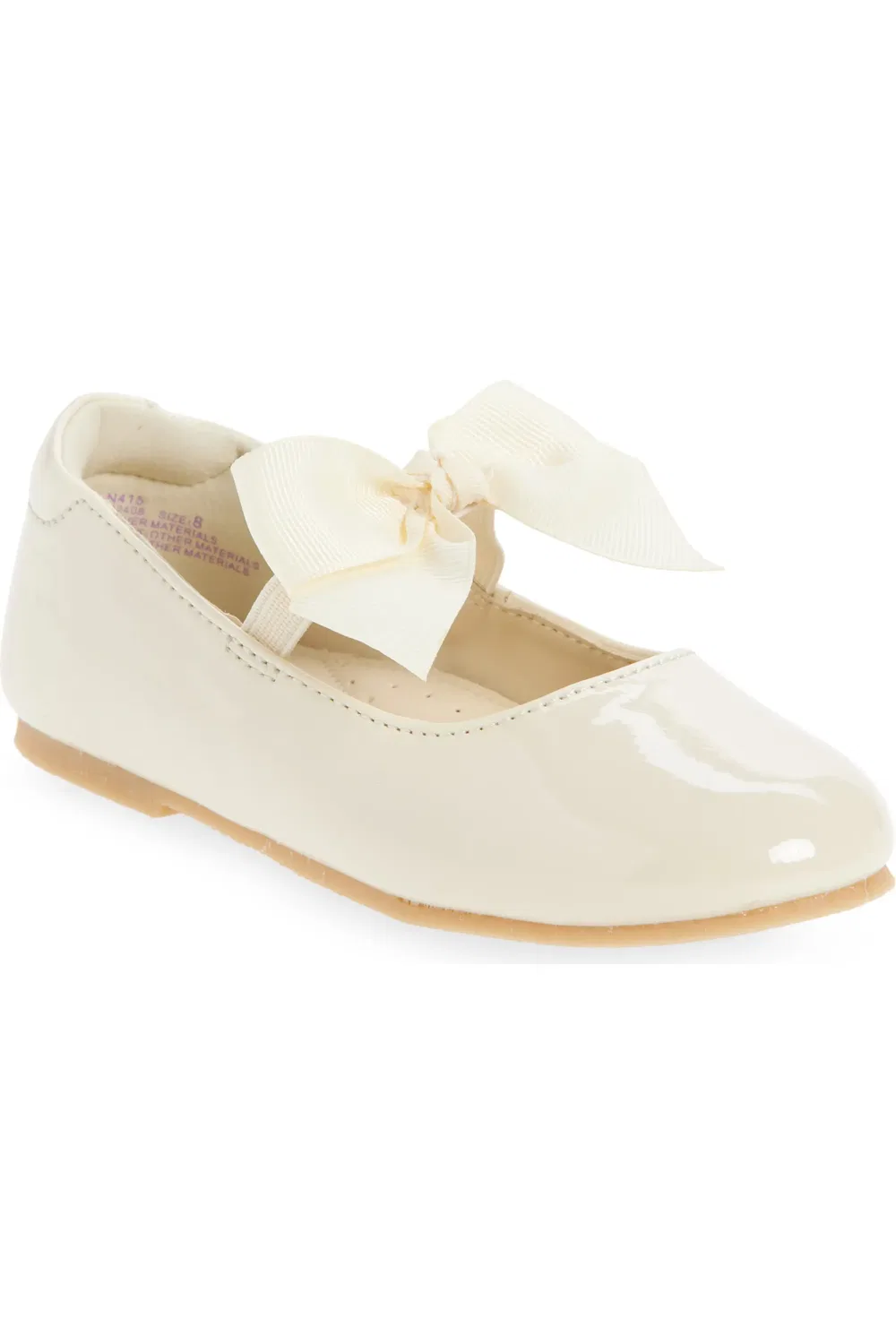Детские балетки на плоской подошве с бантиком Amelia L'AMOUR, Patent Cream