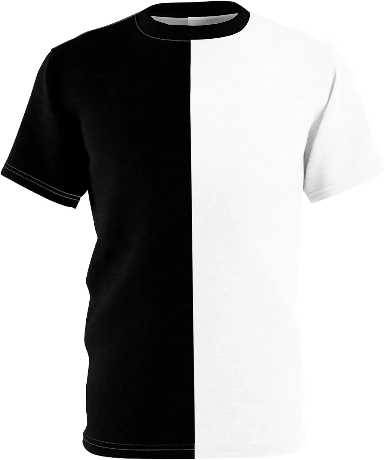 Футболка с контрастными половинами белого и черного цвета, Regular Fit, White Stitching
