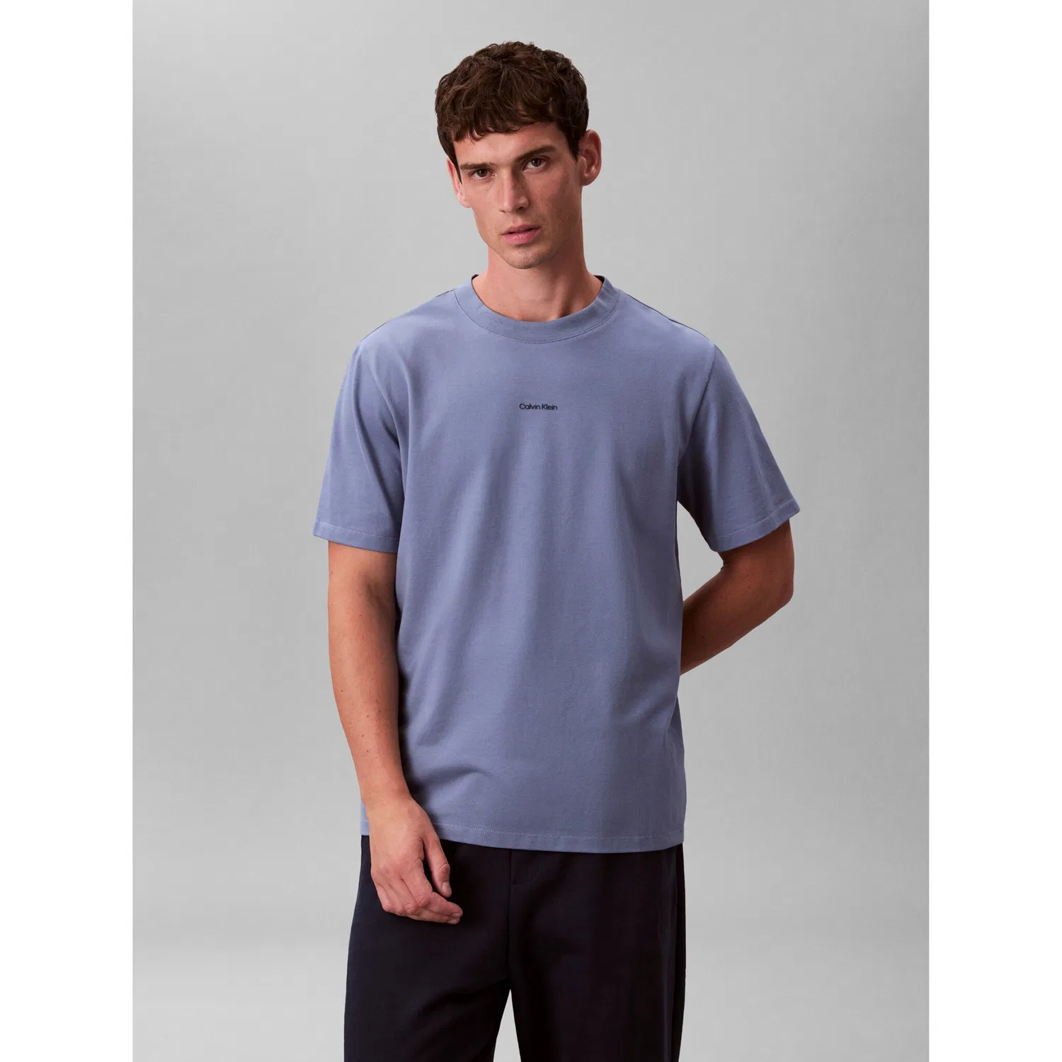 Мужская пике-футболка с круглым вырезом Calvin Klein, Dusty Sailor Blue