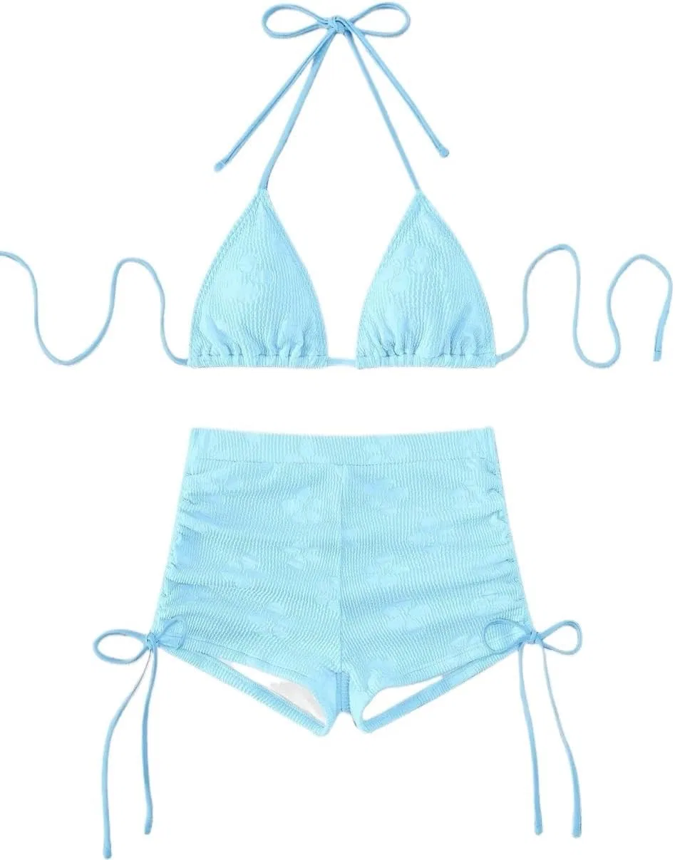 Женский бикини-комплект с завязками на спине Halter, Baby Blue