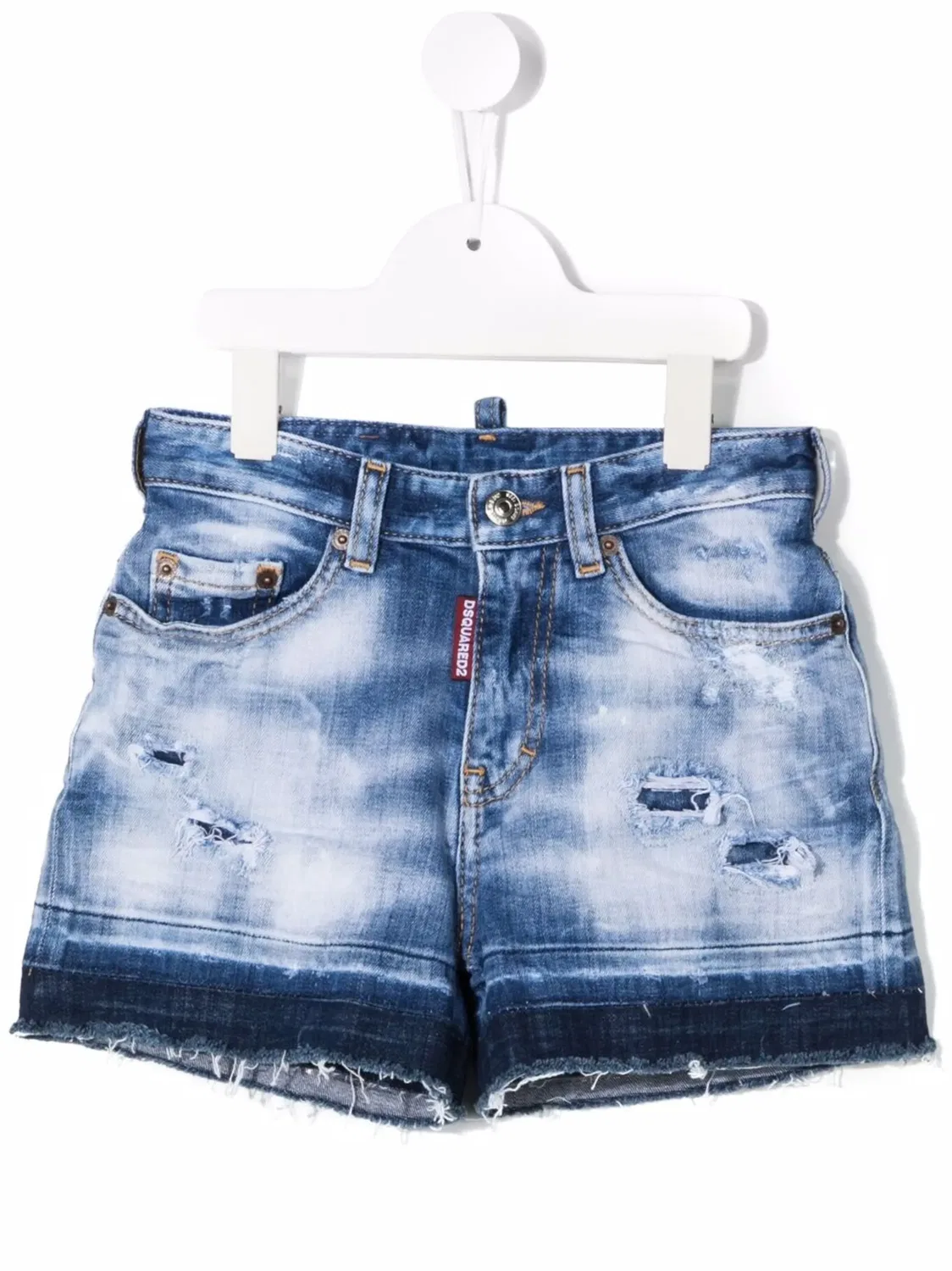 Джинсовые шорты с эффектом потертости Dsquared2 Kids, синий
