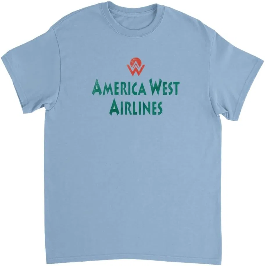 Футболка с логотипом America West Airlines Arizona Generic, Light Blue