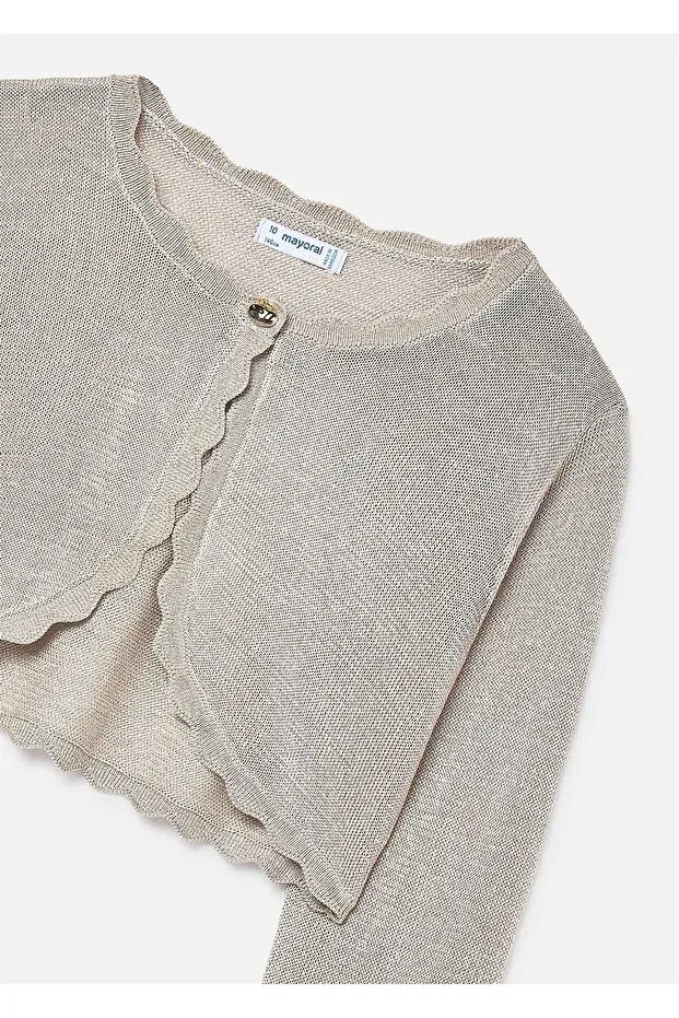 Детский вязаный кардиган-болеро для девочек Mayoral, Beige — фото 4
