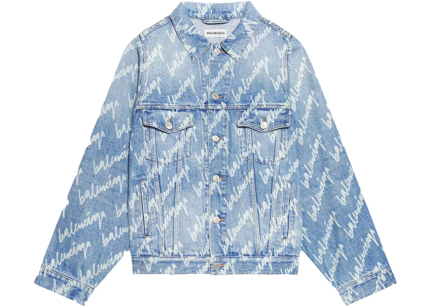 Мужская джинсовая куртка с принтом Balenciaga, Blue White