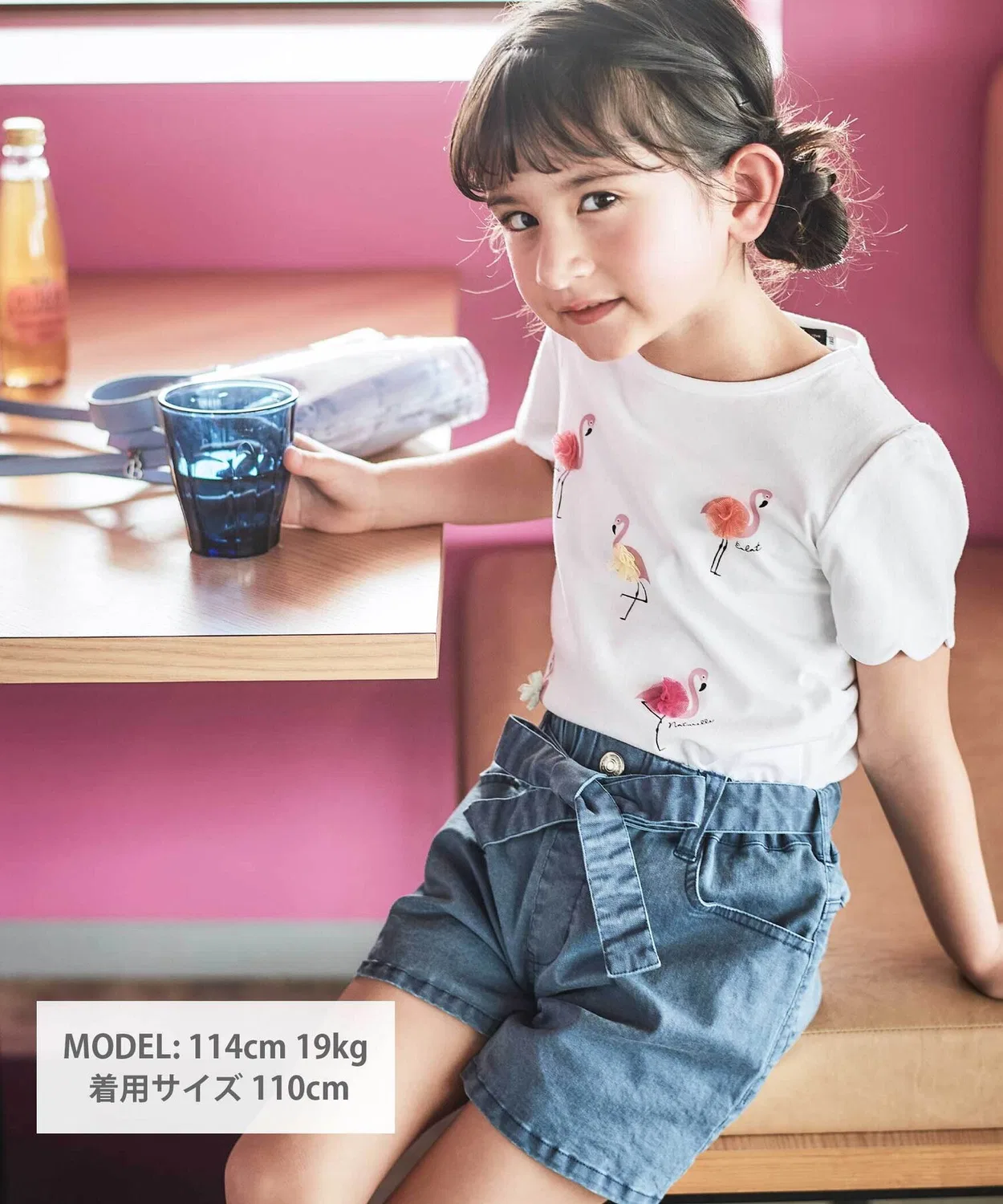 Детские шорты цвета хаки с поясом Safari BeBe, Navy — фото 2