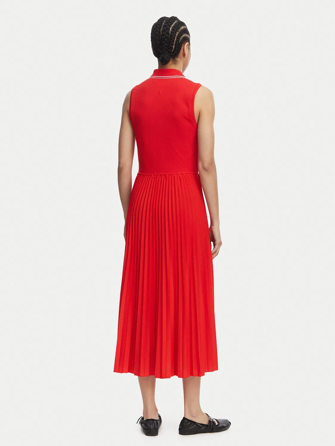 Женское повседневное платье стандартного кроя Pleated Tommy Hilfiger, красный — фото 3