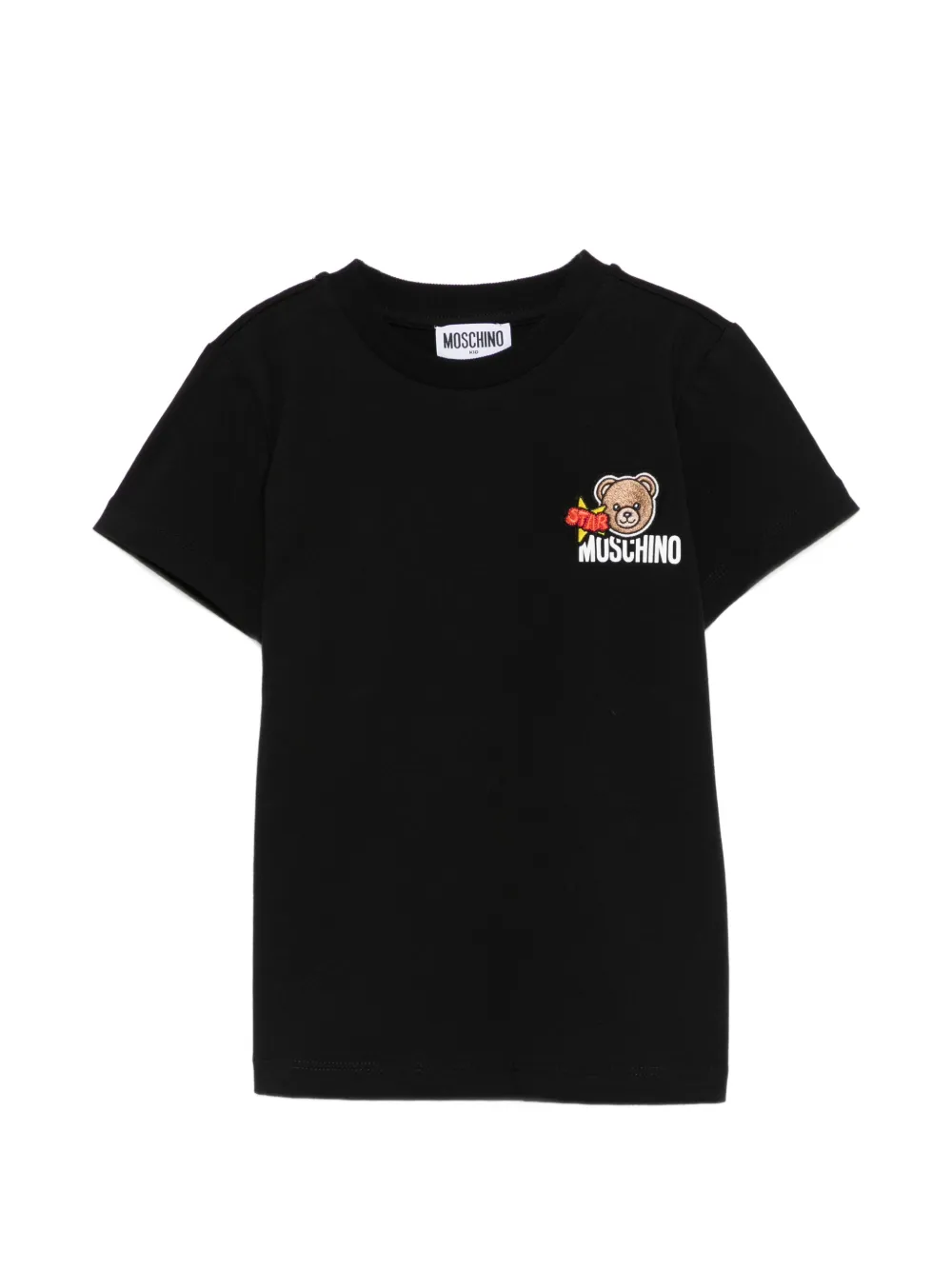 

Футболка с вышивкой Moschino Kids, черный