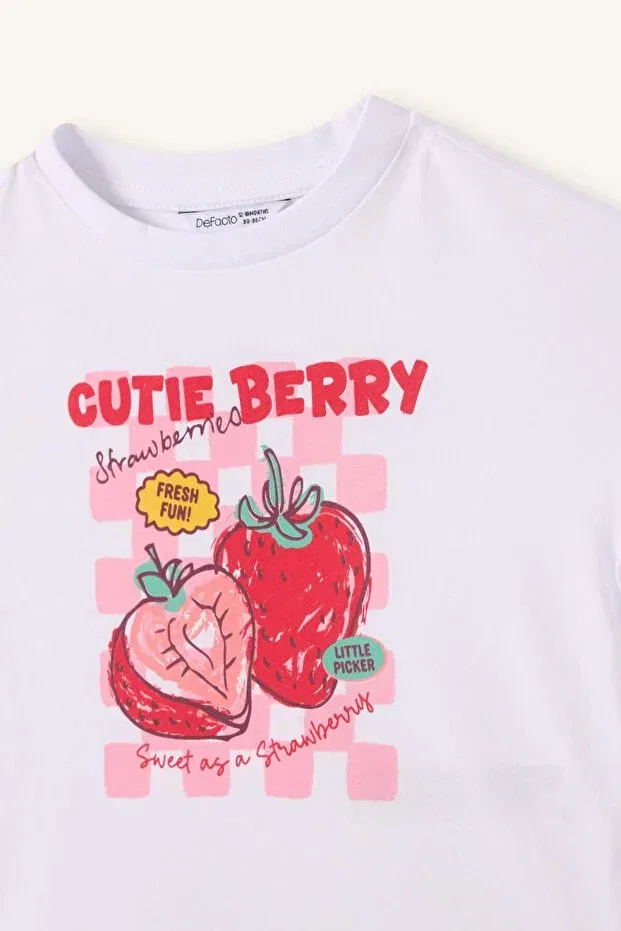 Детская футболка для девочек хлопковая Relax fit combed cotton short sleeve purple white t-shirt baby girl h8231a526sm Defacto, White-Wt36 — фото 2