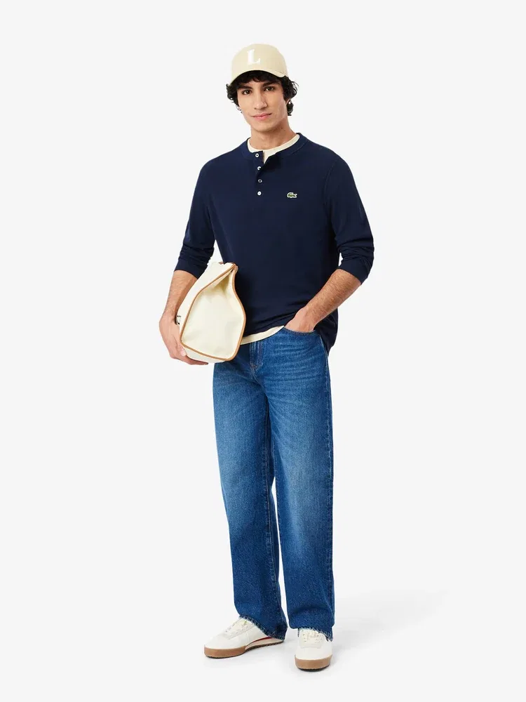 Футболка с длинным рукавом вафельная LACOSTE, Navy — фото 4