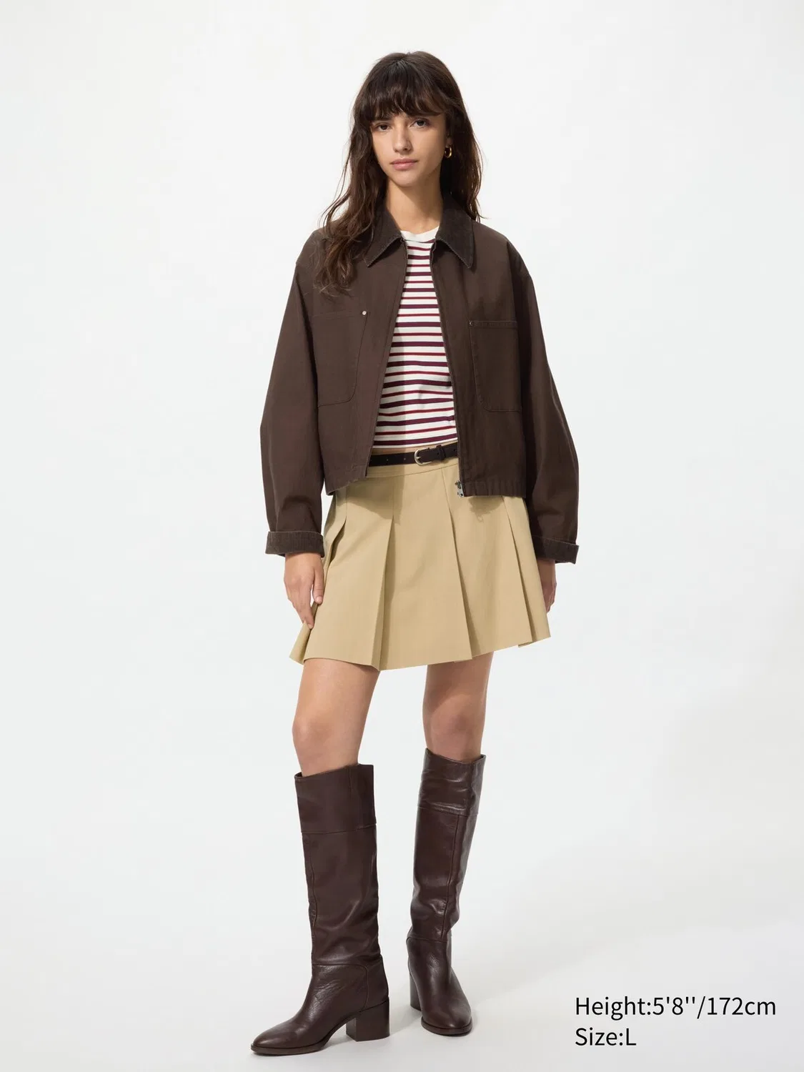 Короткая куртка на молнии Uniqlo, новый дизайн, темно-коричневый — фото 2