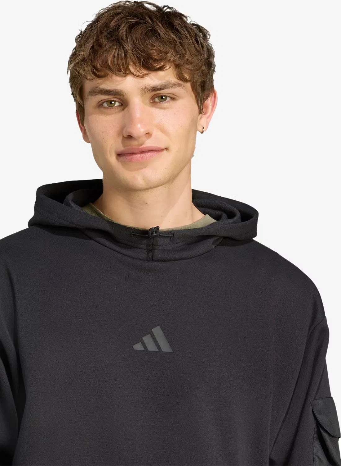 Худи утепленное с капюшоном City tech utility fleece Adidas, черный — фото 3