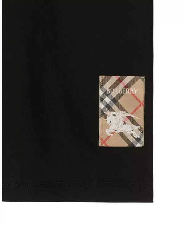 Женская футболка с принтом Check Label Cotton T-Shirt Burberry, черный — фото 4