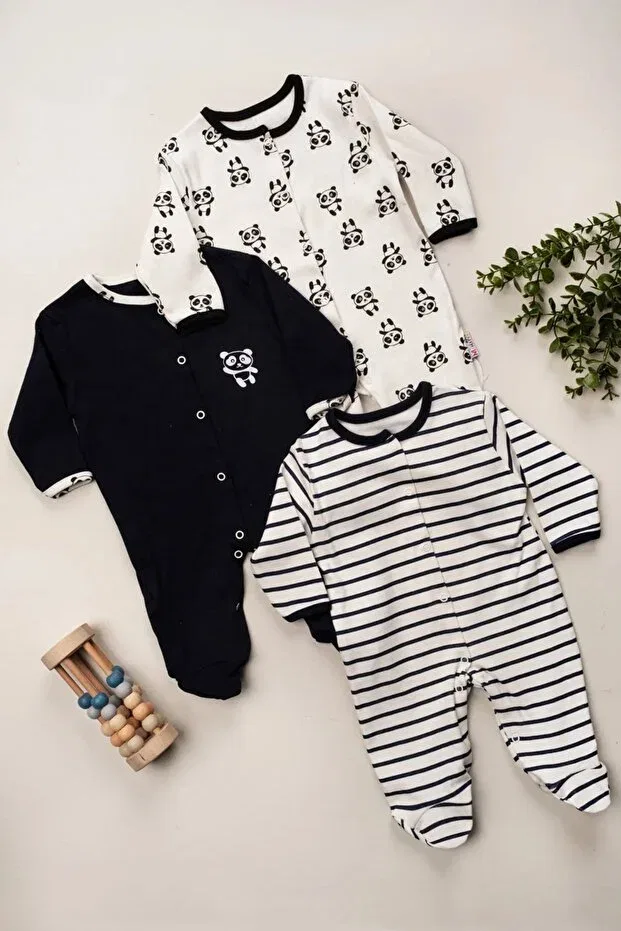 Детский комплект боди-комбинезонов с принтом Panda Enia Baby, Multicolor