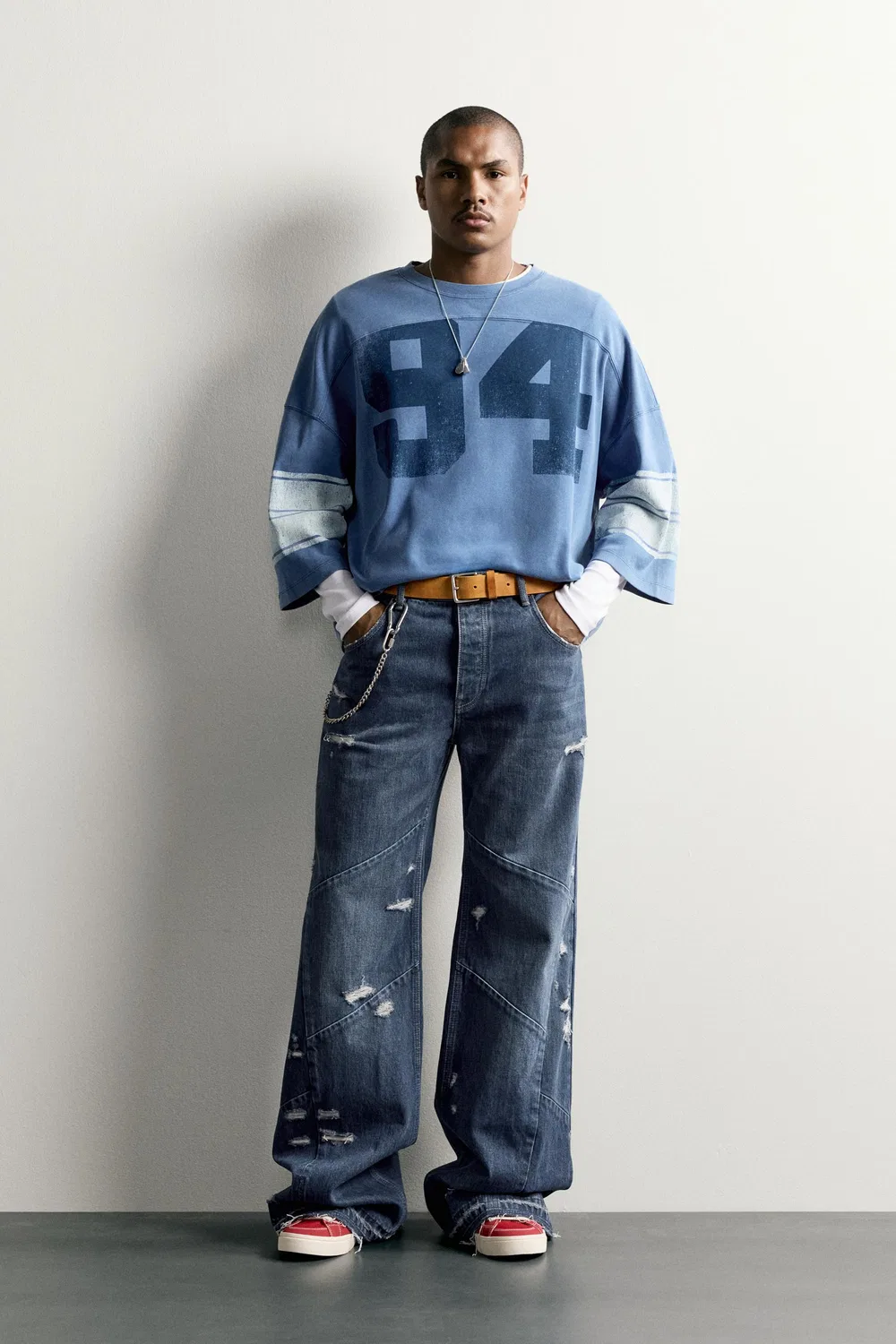 Джинсы с расклешенным кроем и декоративными швами ZARA, Blue