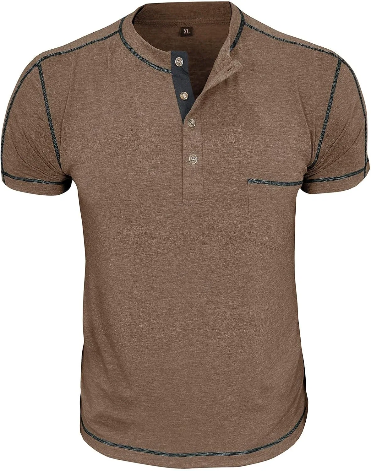 Мужская футболка с контрастным дизайном Short Sleeve Round Neck, Khaki — фото 4