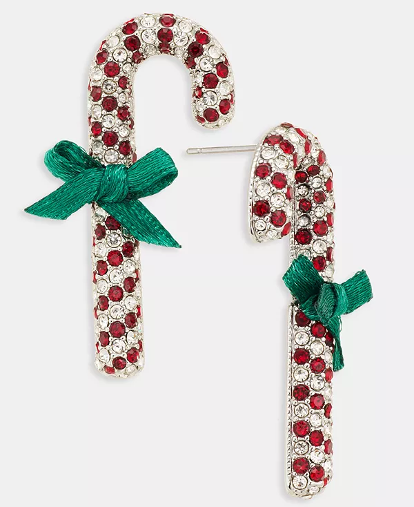 

Серьги-Подвески в форме леденцов с серебристыми кристаллами красного и белого оттенка Holiday Lane, multi