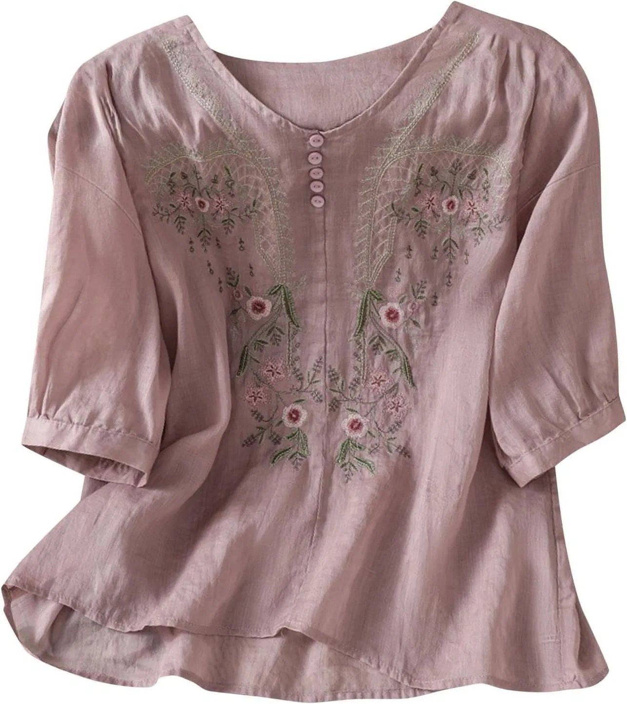 Женская туника с вышивкой Peasant Cotton Linen, #1-purple