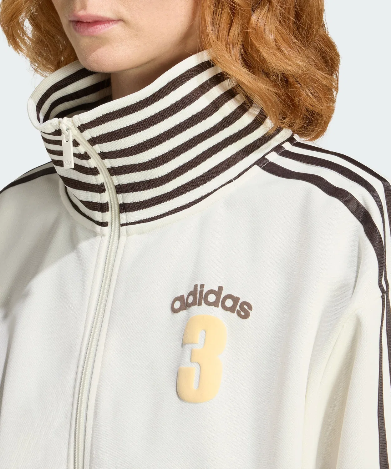 Женский лонгслив с принтом Vintage BB TT Stripe Rib Track Top Adidas Originals, Белый — фото 4