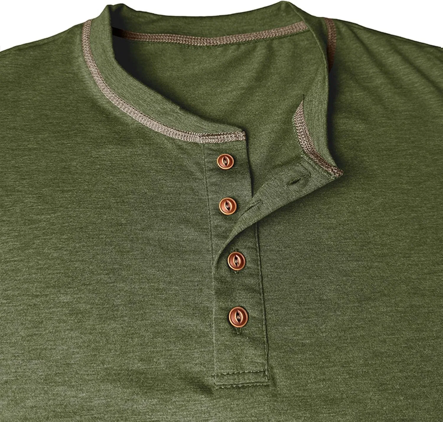 Мужская хлопковая футболка с воротником-поло и пуговицами, Army Green — фото 3