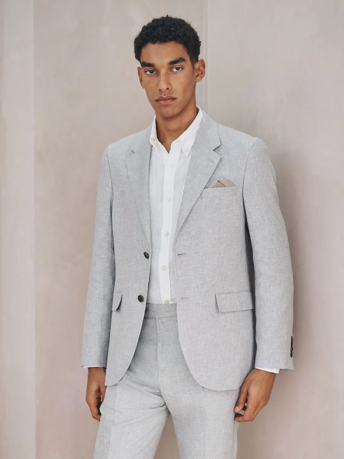 Пиджак приталенный из смесового льна, Grey Tailored Fit Linen Blend Texture Next, серый — фото 3
