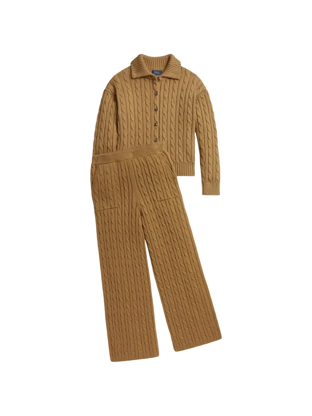 Кардиган фактурной вязки Polo Ralph Lauren Kids, бежевый — фото 3