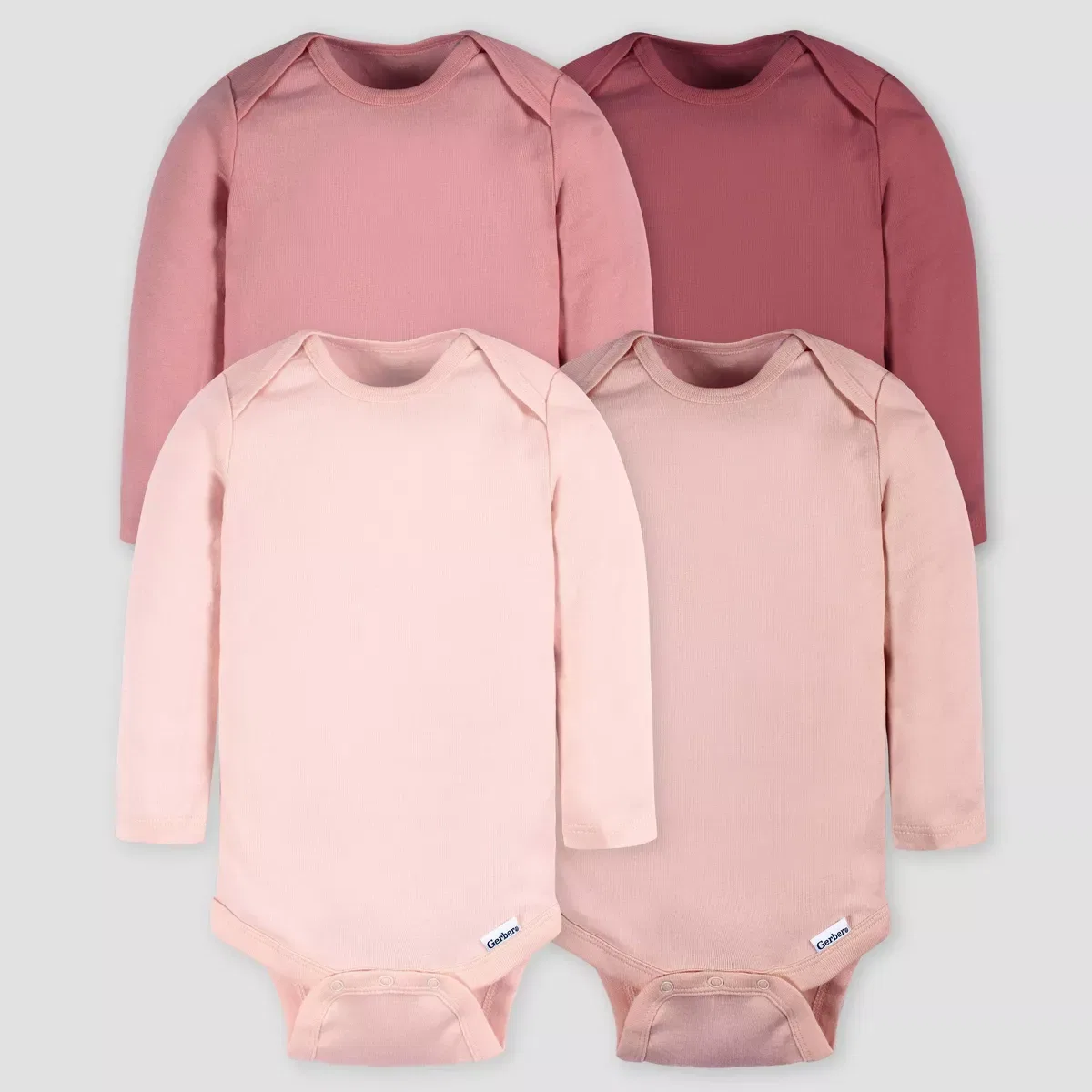 Детский боди-комбинезон с длинным рукавом Gerber Baby 4pk Long Sleeve Onesies NEWBORN, Pink