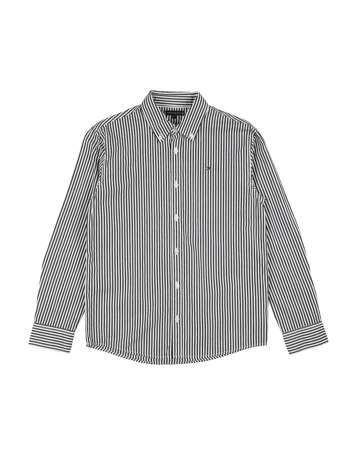 Детская рубашка из хлопка с длинным рукавом Tommy Hilfiger, черный
