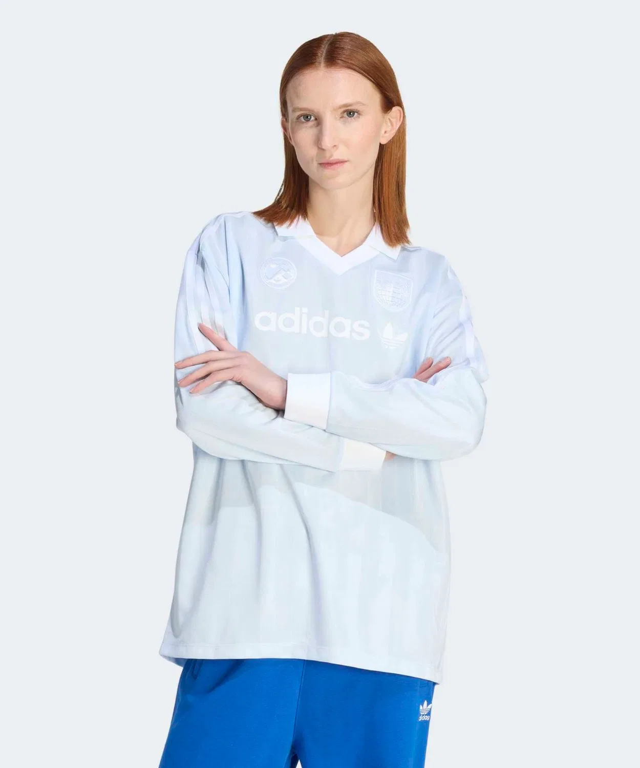 Женская футболка с длинным рукавомоверсайз Adidas Originals, Blue