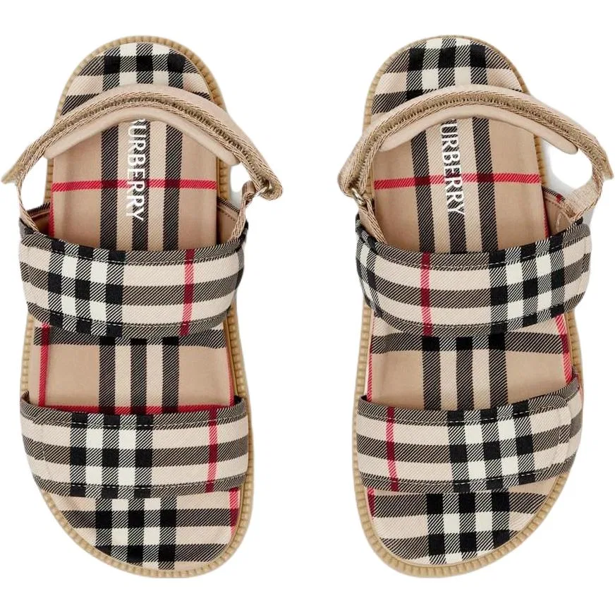 Детские сандалии с принтом Vintage Check Burberry, Black — фото 4