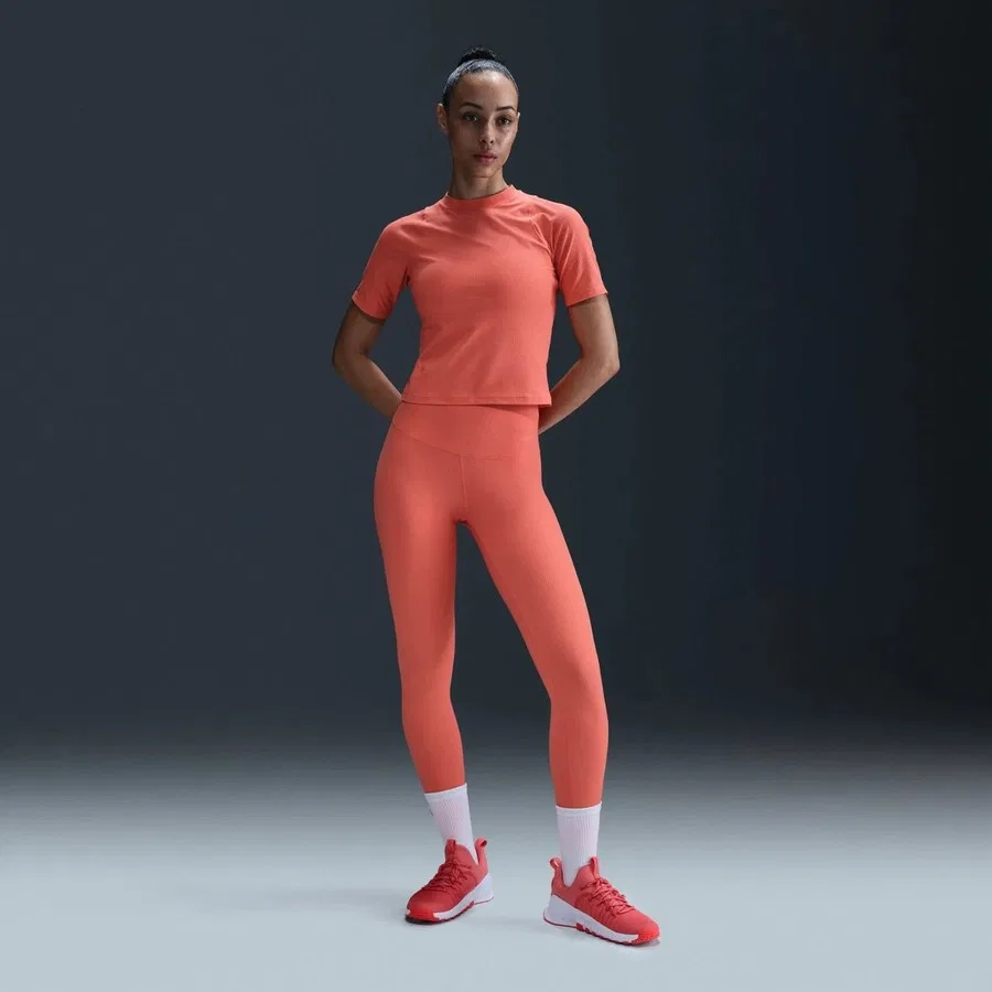 Спортивный топ-кроп с длинным рукавом Nike Zenvy Rib Dri-FIT, Оранжевый — фото 3