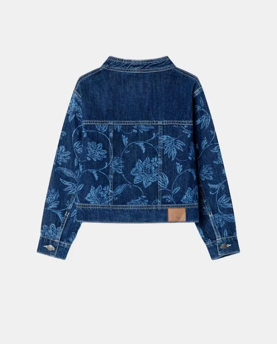 Детская куртка-кимоно для девочек с цветочным принтом Flora Pepe Jeans, Azul Índigo — фото 2