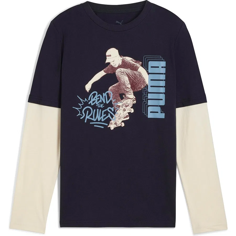 Детская футболка с длинным рукавом Mid 90s Layered Puma, Темно-синий/Белый — фото 3