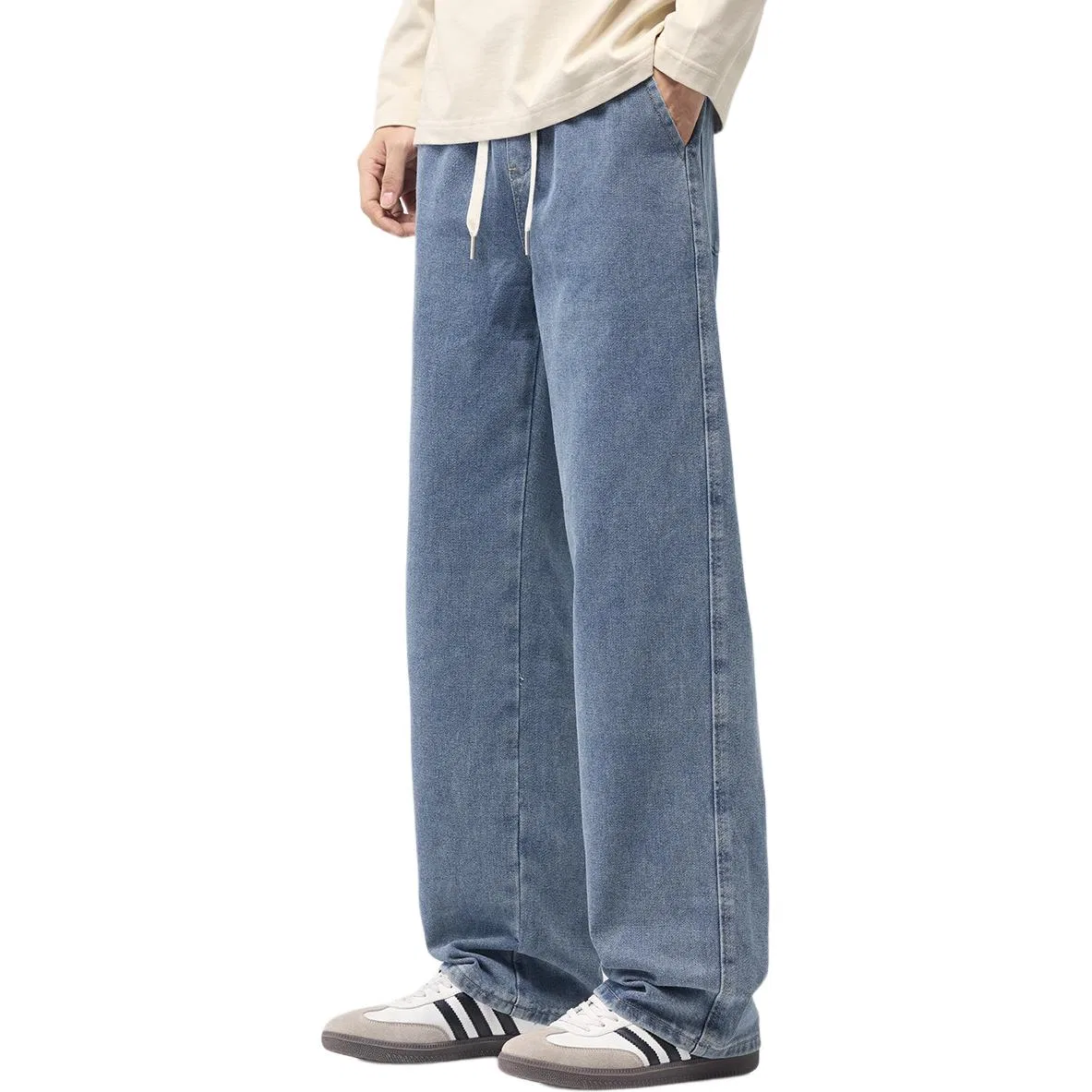 Детские джинсы свободные с патчворком Tonlion, Light Blue