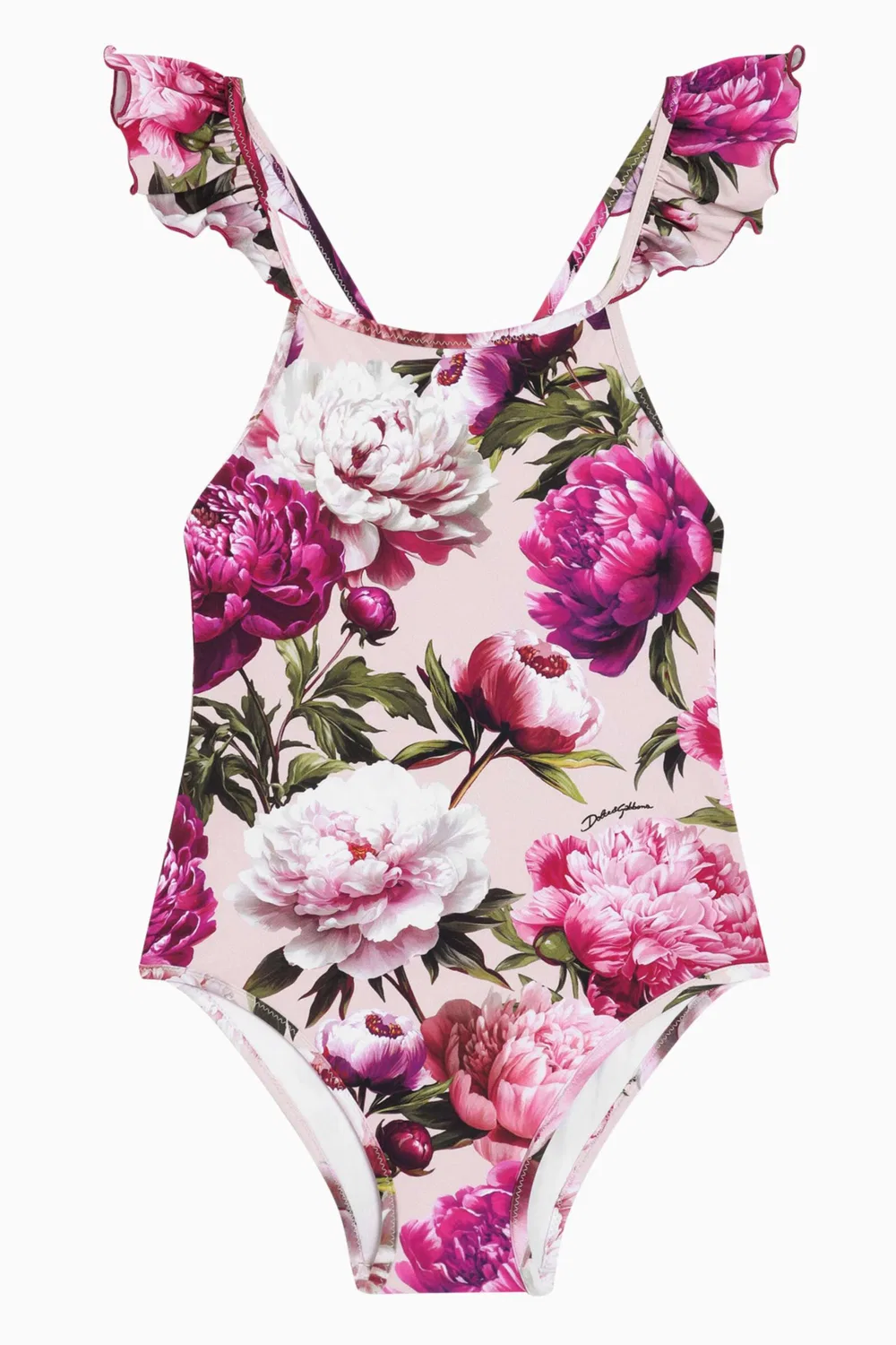 Купальник слитный с принтом пионов Dolce & Gabbana