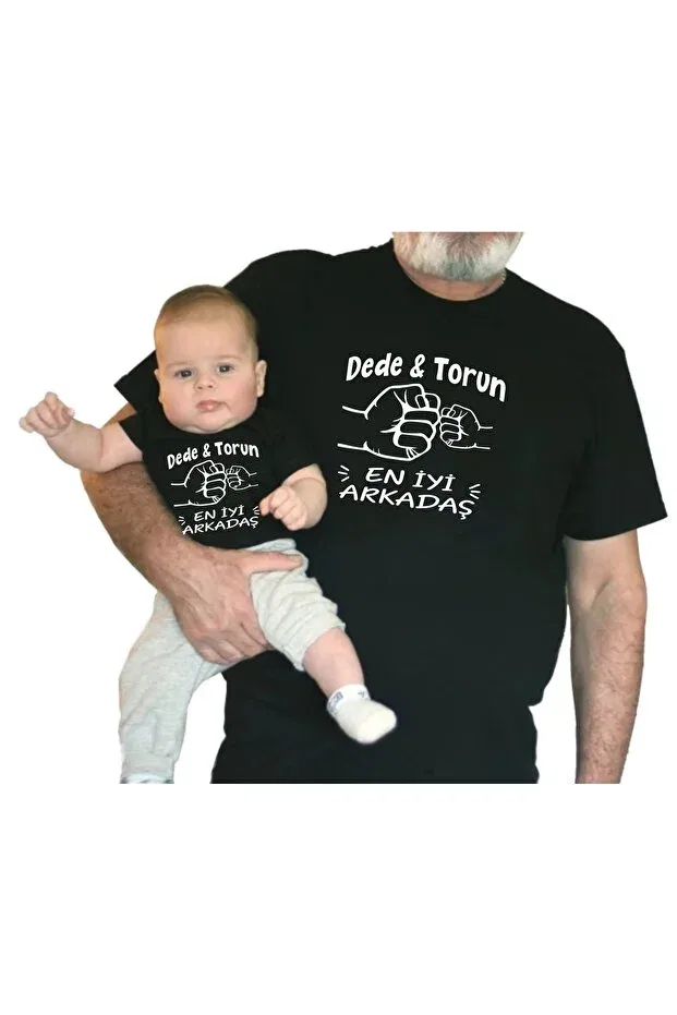 Детская футболка с принтом Grandfather grandchild best friend tshirt zibın Venüsdijital, Black