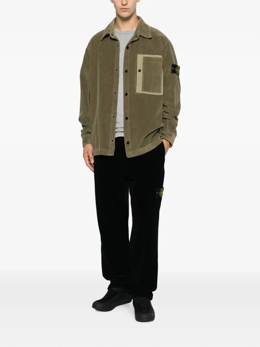 Вельветовая рубашка с нагрудным карманом Stone Island, зеленый — фото 2