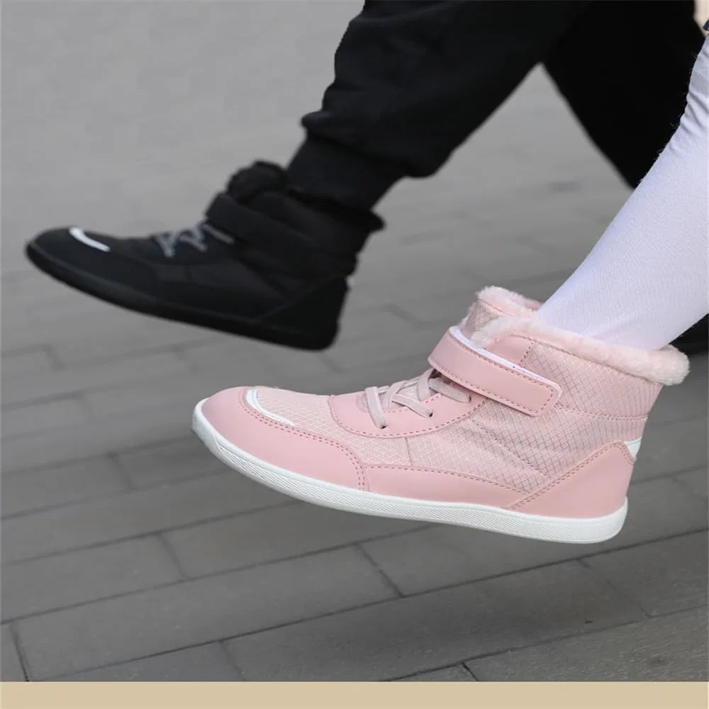 Детские зимние ботинки для мальчиков и девочек с принтом Barefoot Shoes For Children Winter Waterproof, Black — фото 2