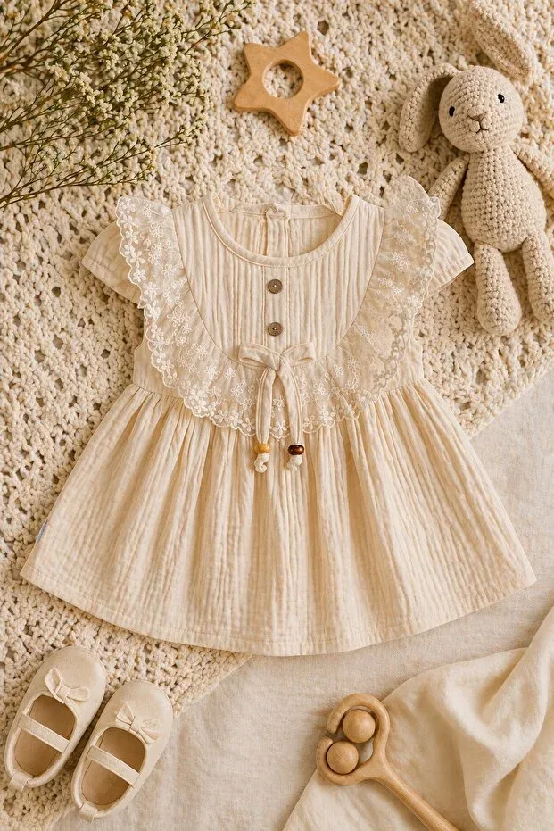 Детское платье для девочек кружевное Meteor Baby, Nude Color — фото 4