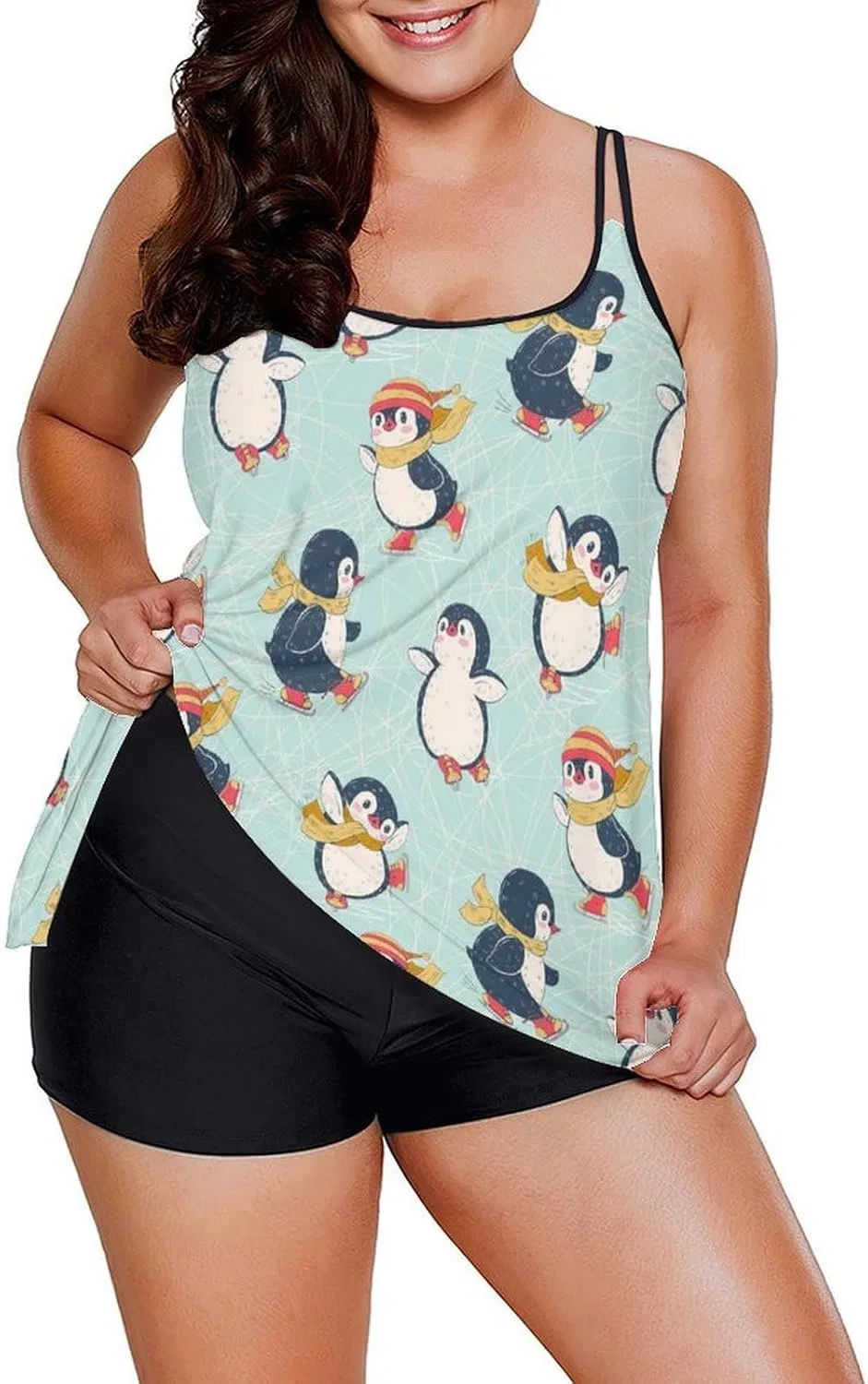 Женский танкини с регулируемыми бретелями Plus Size, Penguin Ladystyle-22