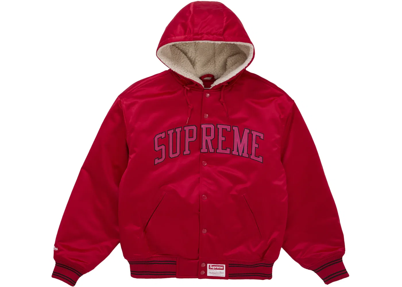 Мужская куртка-бомбер с капюшоном из сатина Jacket Supreme, Red