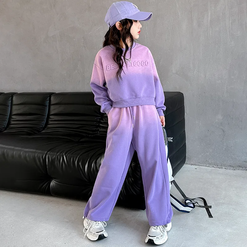 Детский комплект из футера с градиентным принтом Lanza, Purple — фото 4