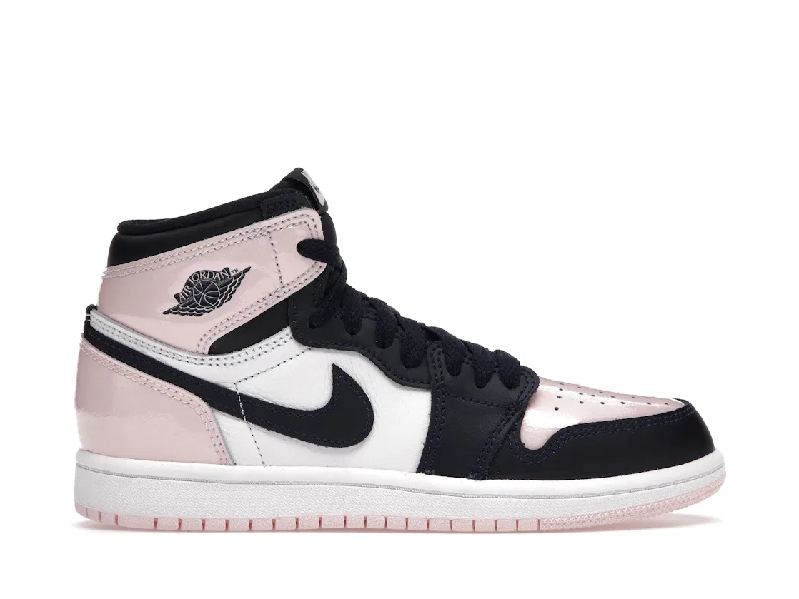Детские кроссовки высокие с принтом Jordan 1 Retro High OG Atmosphere, Atmosphere/Obsidian-Laser Pink-White