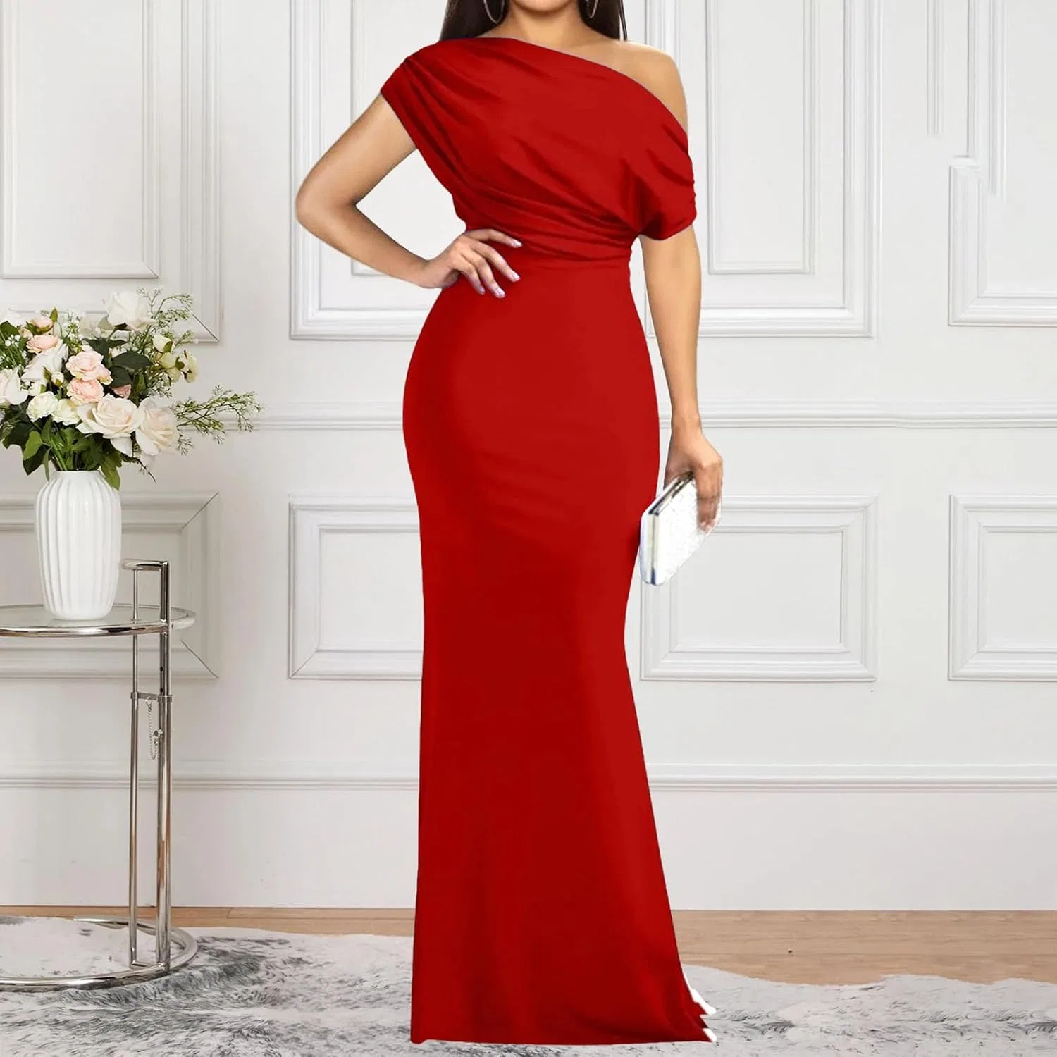 Женское вечернее платье с открытыми плечами Bodycon, Red — фото 3