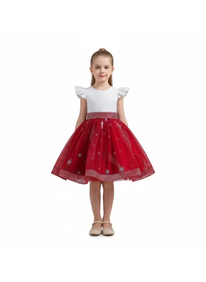 Платье с принтом звезд Starry tulle D'Daniela, красно-белый