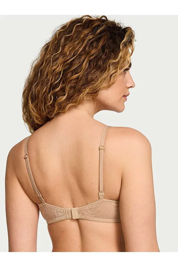 Женский бюстгальтер кружевной Rose lace push-up bra Victoria'S Secret, Praline — фото 3