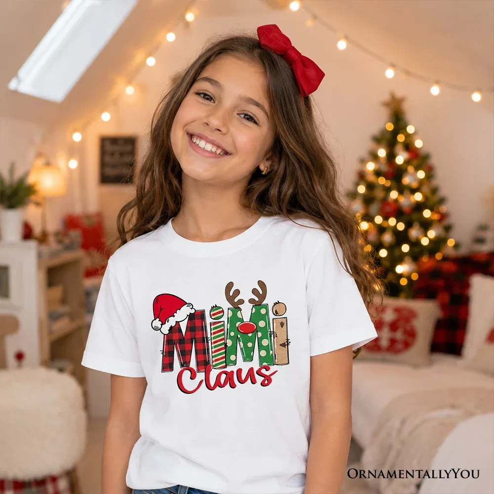 Детская футболка с принтом Mimi Claus Retro Christmas OrnamentallyYou, White